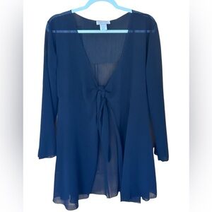 Vintage Sheer Swimsuit Cover-Up Sand Dollar Whimsigoth Mesh Lingerie Robe M USA